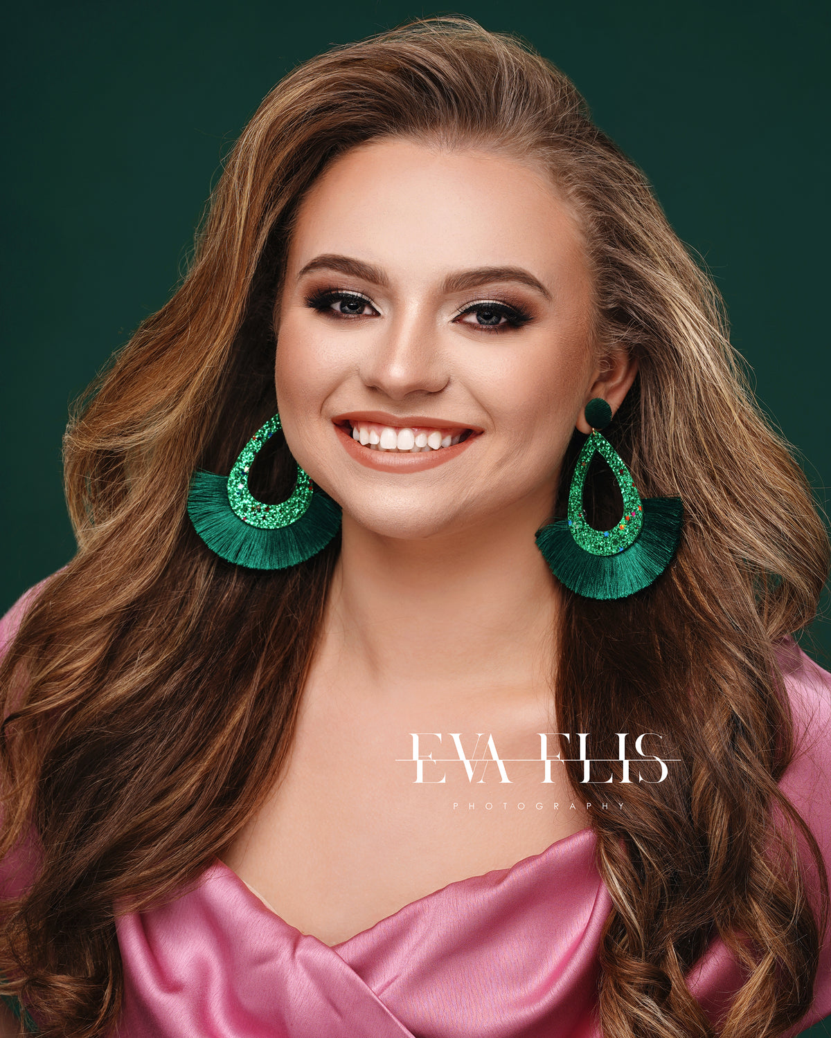 Glitter Gala Green Tassel Earrings