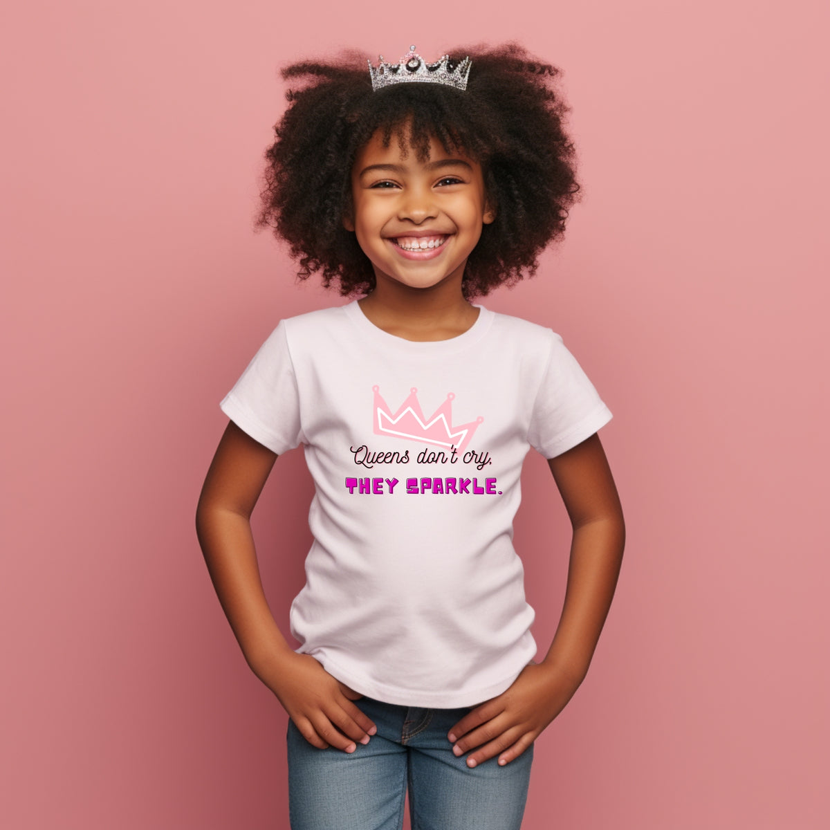 Queens Don't Cry, They Sparkle - Kids Cotton Tee