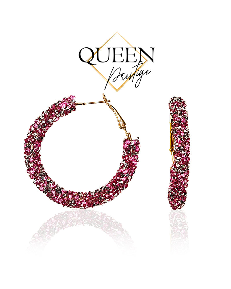 Glittering Beauty Pink And Silver Hoops