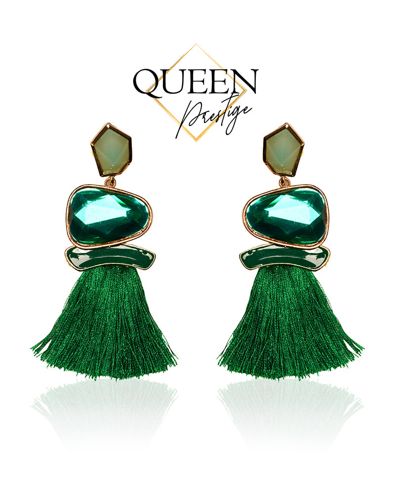 Glam Squad Green Tassel Earrings