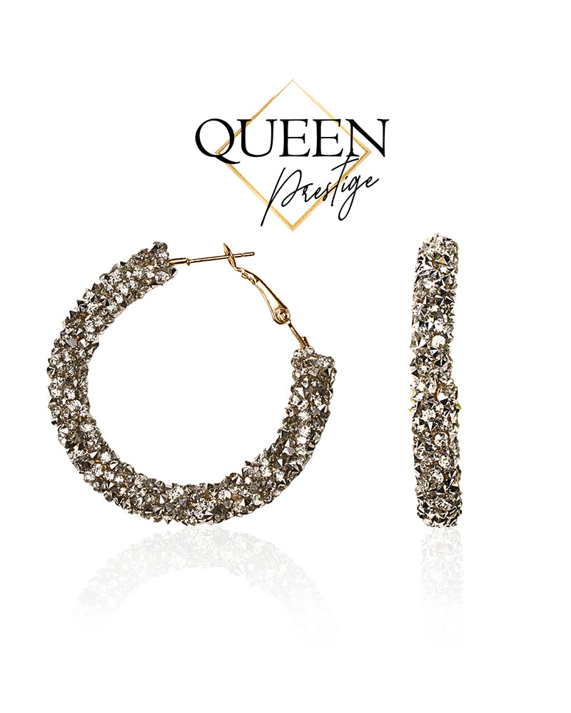Glittering Beauty Silver Hoops