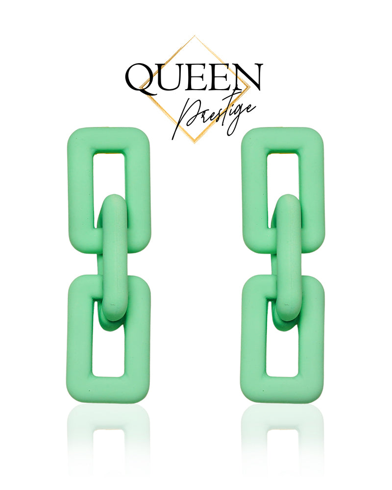 Fashion Forward Green Chain Earrings