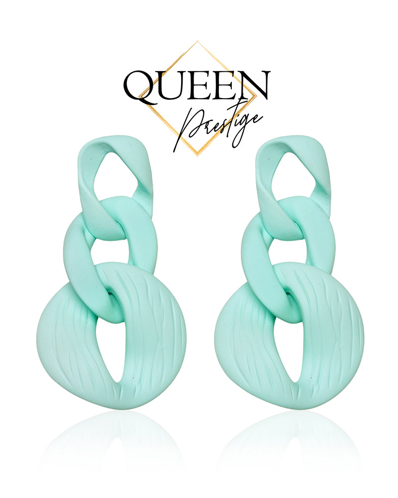 Fashion Forward Teal Chain Earrings