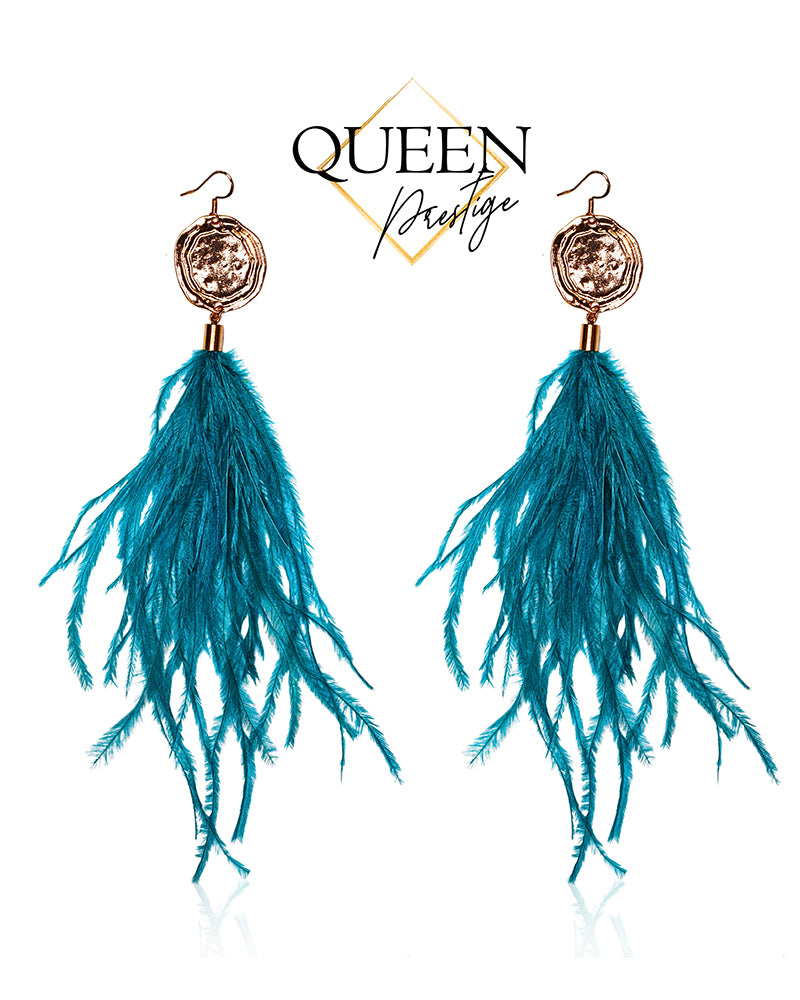 A Feather Moment Teal Earrings