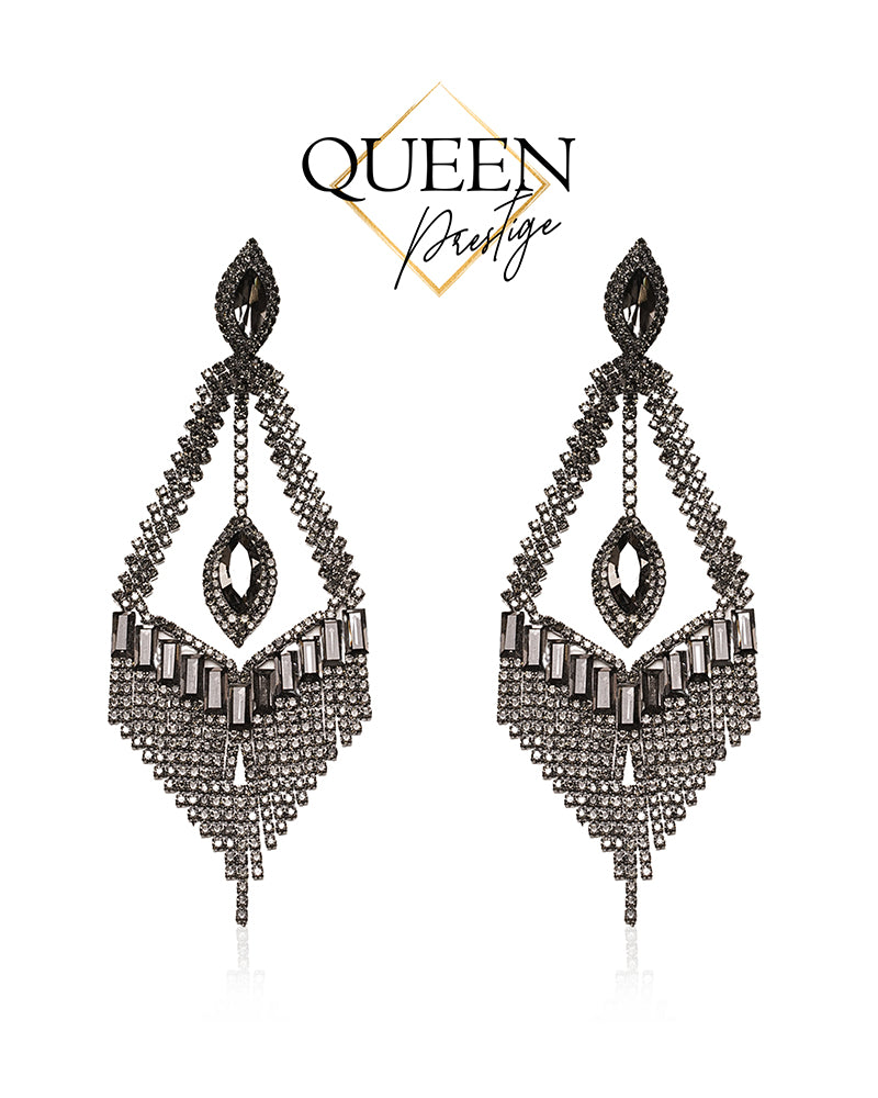 Tiara Triumph Grey Chandelier Earrings