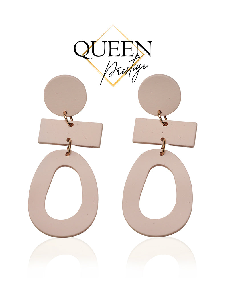 Modern Geometrics Tan Earrings
