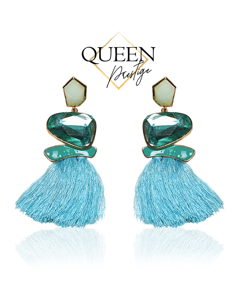 Glam Squad Blue Tassel Earrings