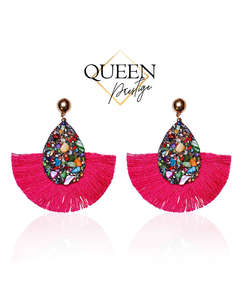 Vacation Ready Pink Tassel Earrings