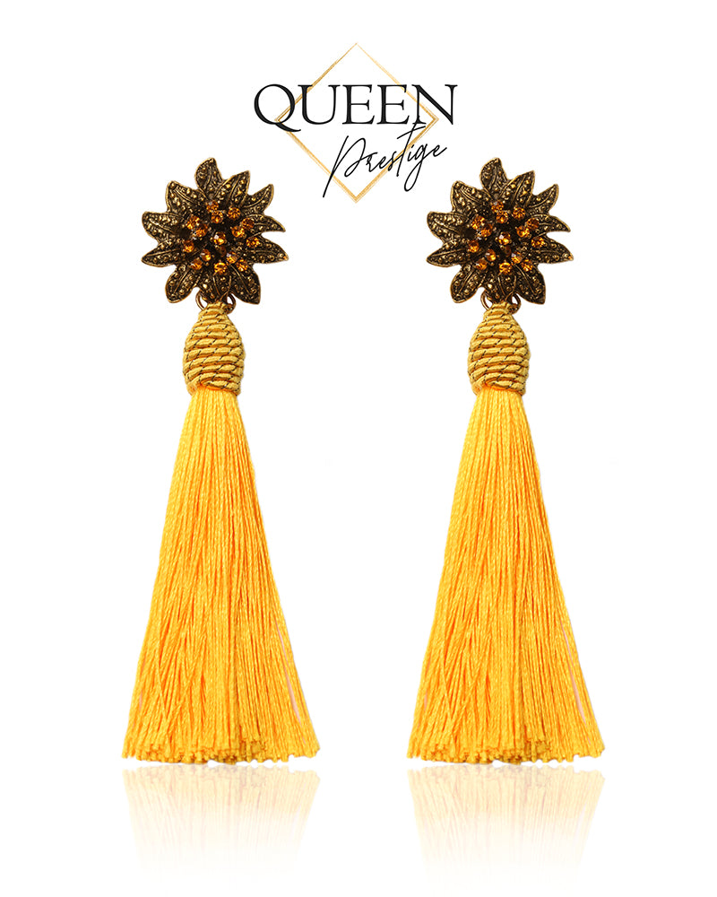 Endless Summer Yellow Tassel Earrings