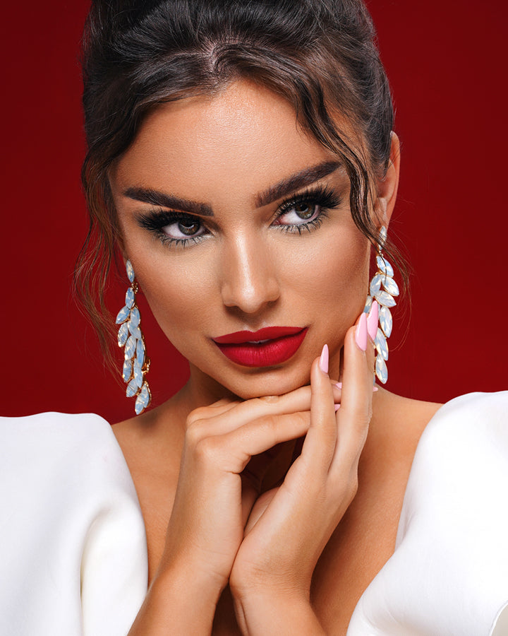 white crystal glam earrings miss il usa