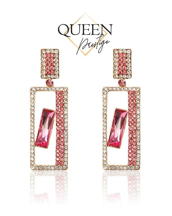 Glamour Royalty Pink Crystals Earrings