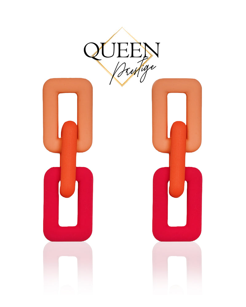 Fashion Forward Orange Chain Earrings