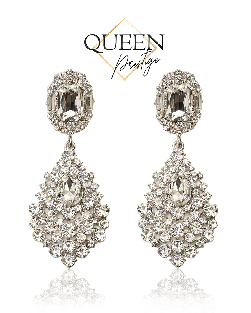 Born To Be A Queen Silver Earrings